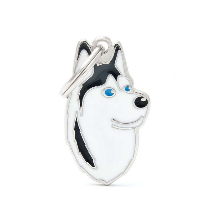 Friends Black and White Husky ID Tag - MyFamily - Dog.Dog.Cat.