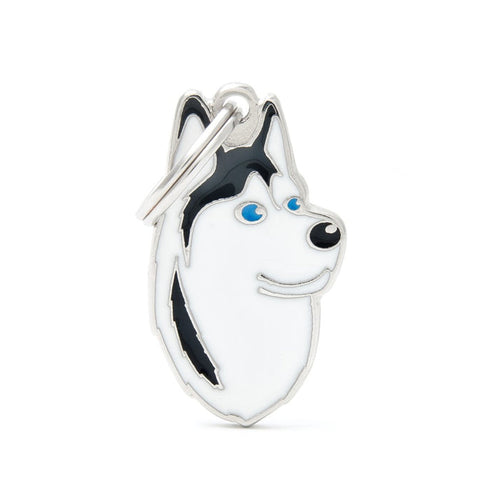 Friends Black and White Husky ID Tag - MyFamily - Dog.Dog.Cat.