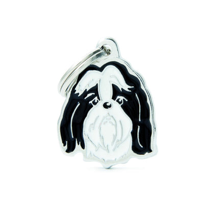 Friends Shih Tzu Black and White ID Tag - MyFamily - Dog.Dog.Cat.