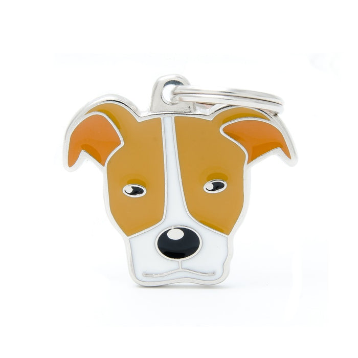 Friends White and Orange Pitbull ID Tag - MyFamily - Dog.Dog.Cat.