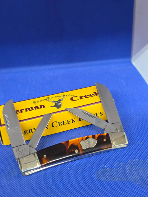 GERMAN CREEK 3 5/8" Congress Pocket Knife 4 Blades, Brand New Pumpkin Seed EM2567064PS