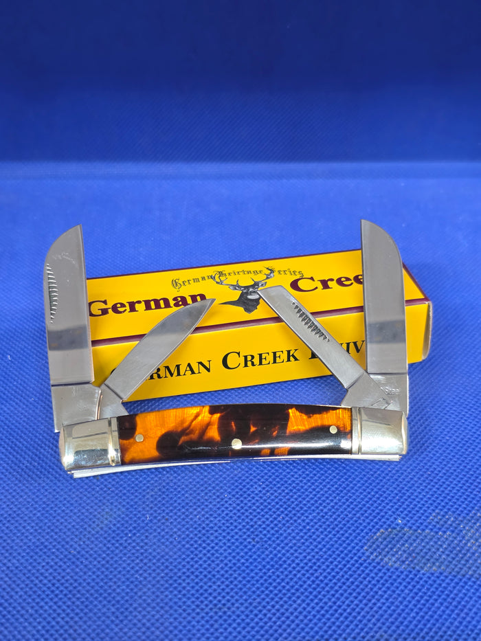 GERMAN CREEK 3 5/8" Congress Pocket Knife 4 Blades, Brand New Pumpkin Seed EM2567064PS