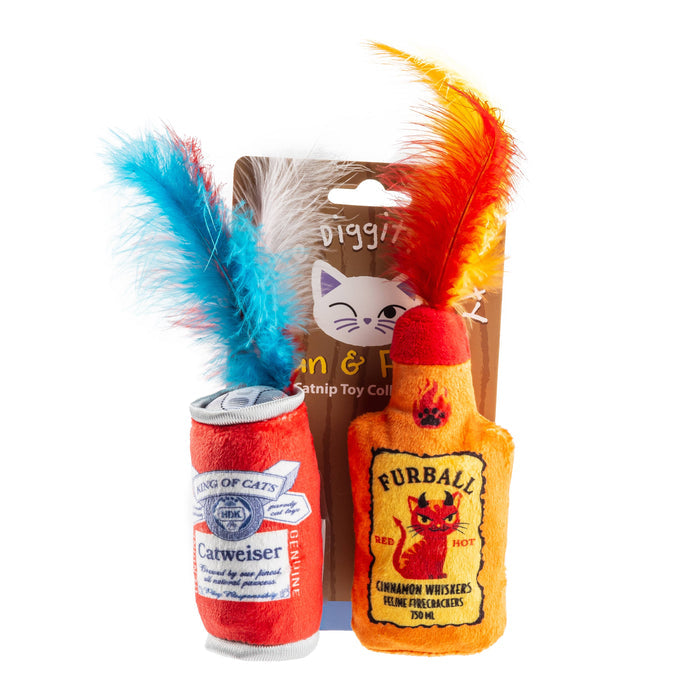 Haute Diggity Dog - Furball + Catweiser Catnip Cat Toy with Feathers