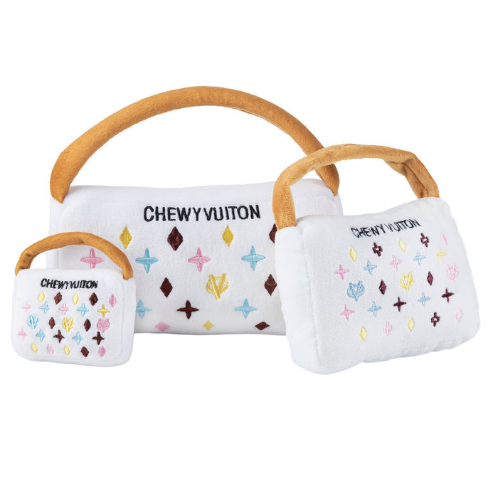 Haute Diggity Dog - White Chewy Vuiton Purses Squeaker Dog Toy - Dog.Dog.Cat.