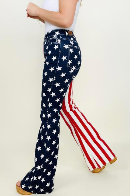 Hazel Blues® |  Judy Blue High Waist American Flag Print Flare Jeans