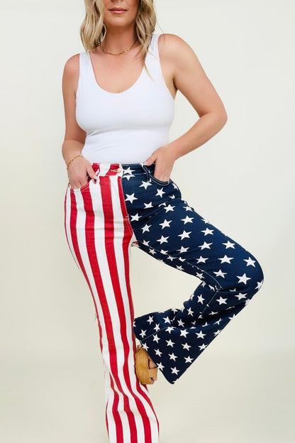 Hazel Blues® |  Judy Blue High Waist American Flag Print Flare Jeans