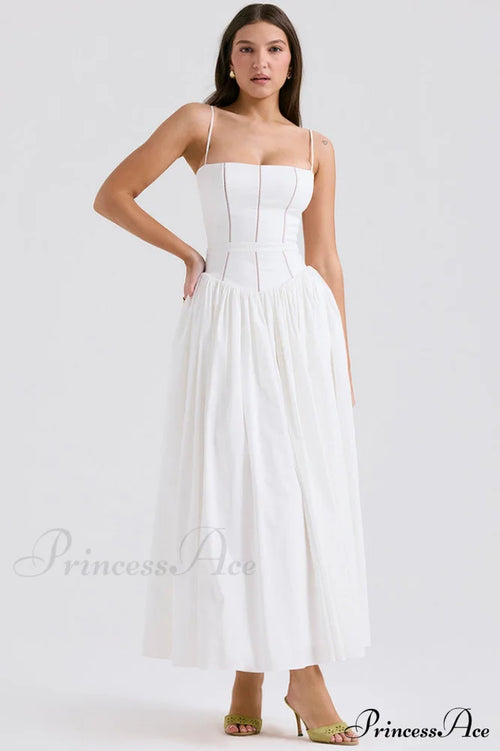 Isabella White Stylish Cotton Sundress