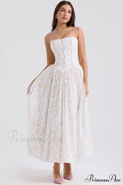 Isabella White Stylish Cotton Sundress