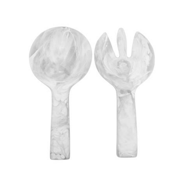 JUMBO SALAD SERVERS  IN WHITE SWIRL
