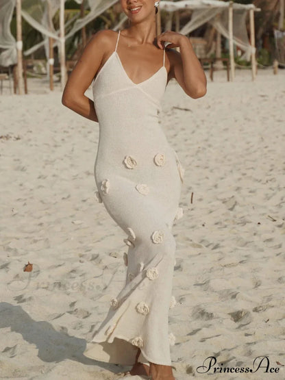 Knitted Floral Stylish Midi Dress