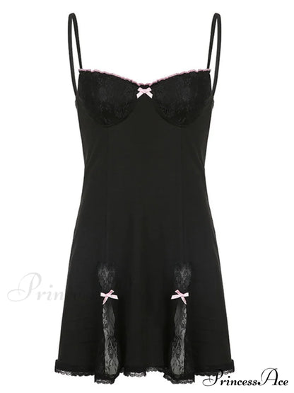 Sexy Black Lace Detail Mini Dress