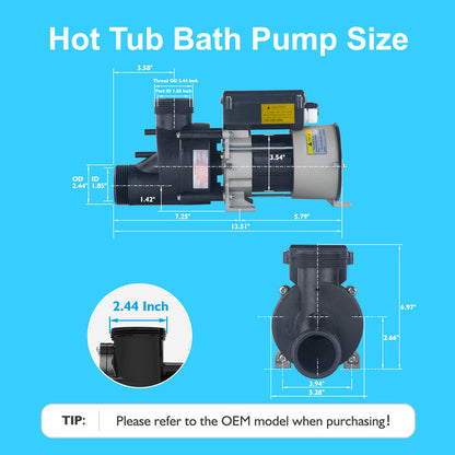 LINGXIAO 0.75HP Spa & Whirlpool Bathtub Pump 110-120V | 77GPM | LX Motor | Model WCA75