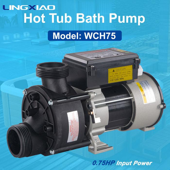 LINGXIAO 0.75HP Spa & Whirlpool Bathtub Pump 110-120V | 77GPM | LX Motor | WCH75