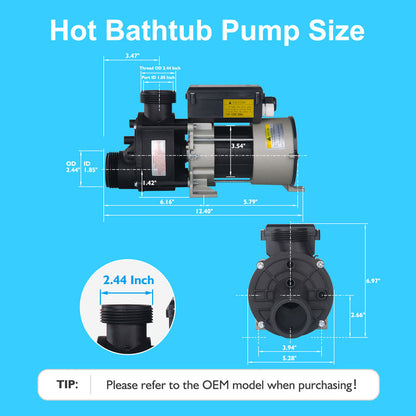 LINGXIAO 0.75HP Spa & Whirlpool Bathtub Pump 110-120V | 77GPM | LX Motor | WCH75