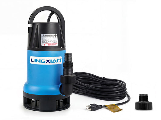 LINGXIAO 1/2HP Submersible Sewage Pump 115V | 2370GPH | 10ft Cord | UL Listed | Sump Basin Basement