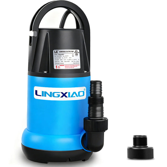 LINGXIAO 1/3HP Submersible Utility Pump 115V | 2370GPH | 10ft Cord | UL Listed | Pool Pond Drainage