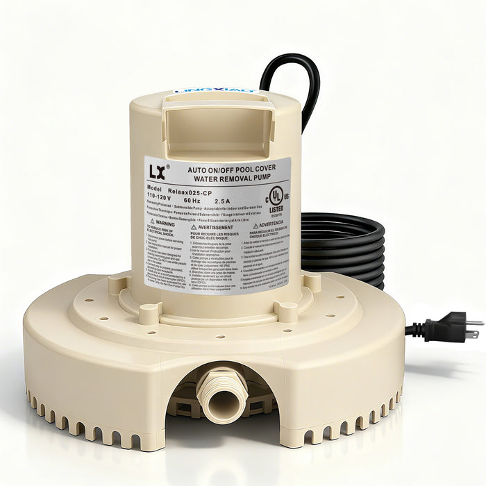 LINGXIAO Automatic Pool Cover Pump 115V | Float Switch | UL Certified | 1750GPH | Relaax025-CP