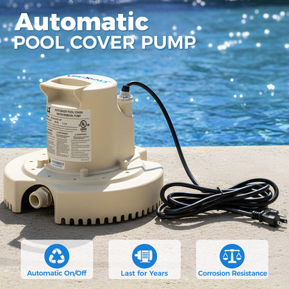 LINGXIAO Automatic Pool Cover Pump 115V | Float Switch | UL Certified | 1750GPH | Relaax025-CP