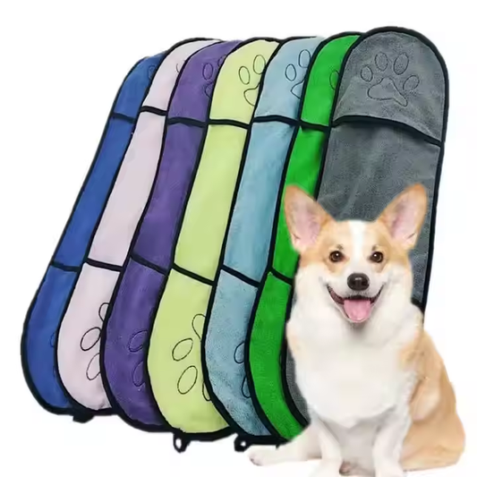 Microfiber Dog Drying Towel with Hand Pockets - Dog.Dog.Cat.