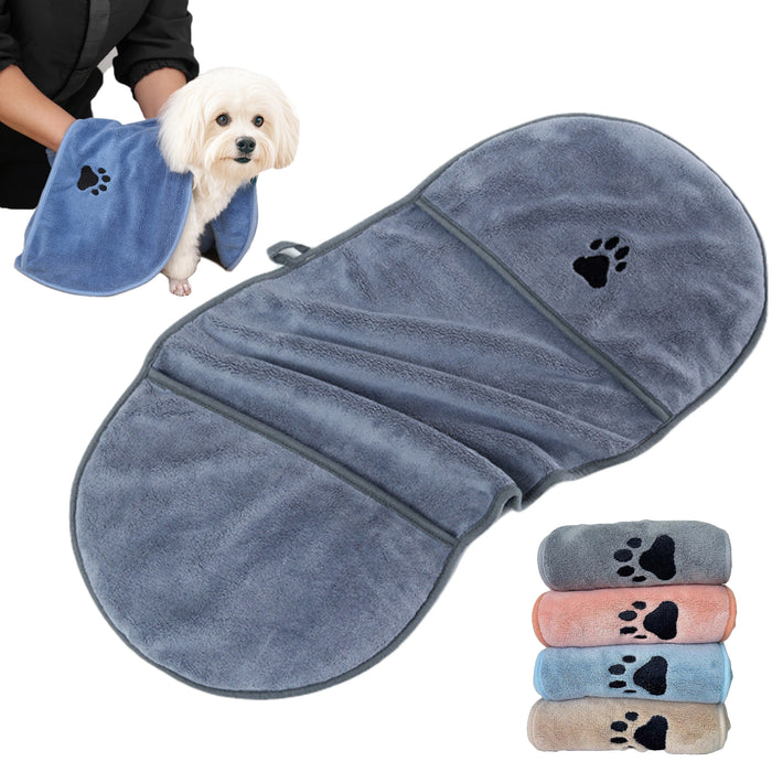 Microfiber Dog Towel with Hand Pockets - Dog.Dog.Cat.