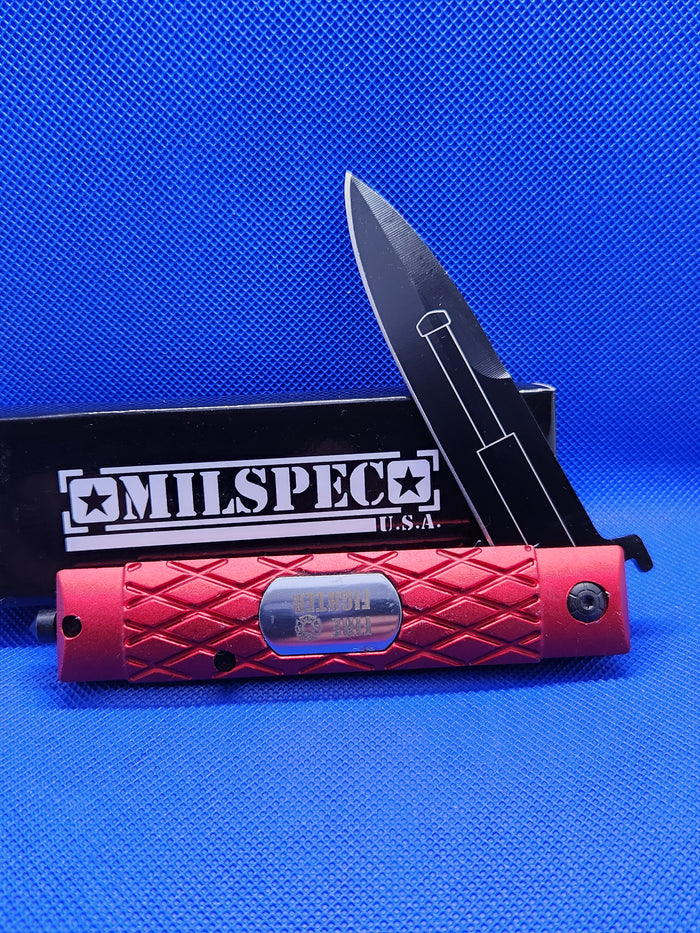 Milspec USA Red Assisted Open Firefighter Pocket Knife YC-S-8335-RD