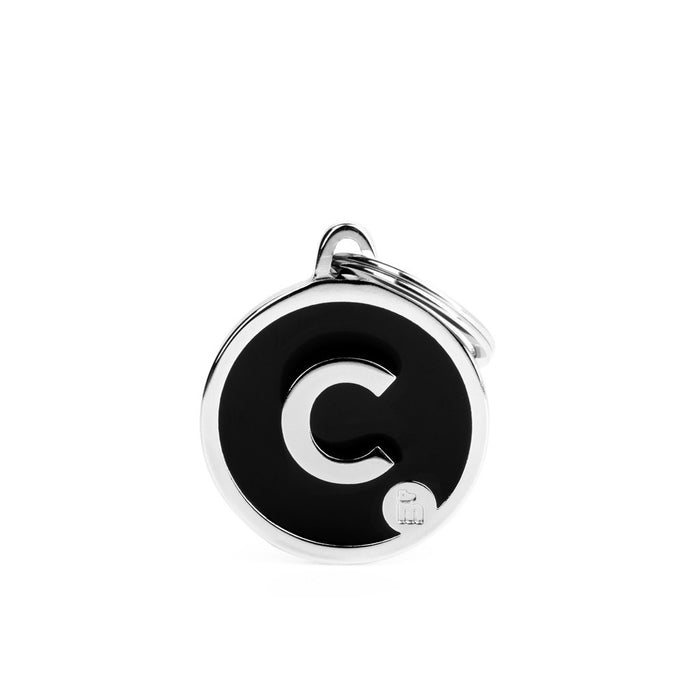 MyFamily Initial Letter "C" Gold Circle Dog ID Tag