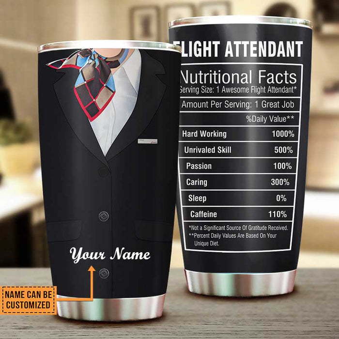 Personalized Flight Attendant Nutritional Facts Tumbler