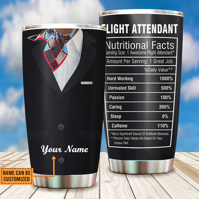 Personalized Flight Attendant Nutritional Facts Tumbler