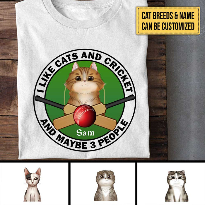 Personalized I Like Cats And Cricket Shirt