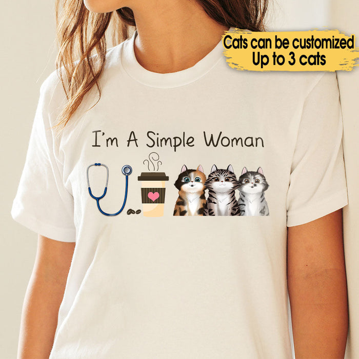 Personalized I'm A Simple Woman Love Cat Nursing Shirt