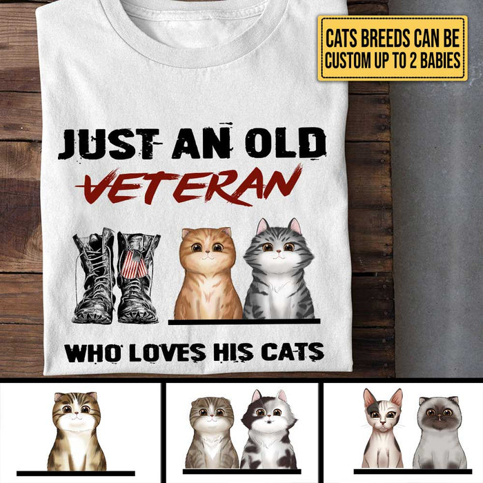 Personalized Just An Old Veteran Who Loves His Cats Shirt