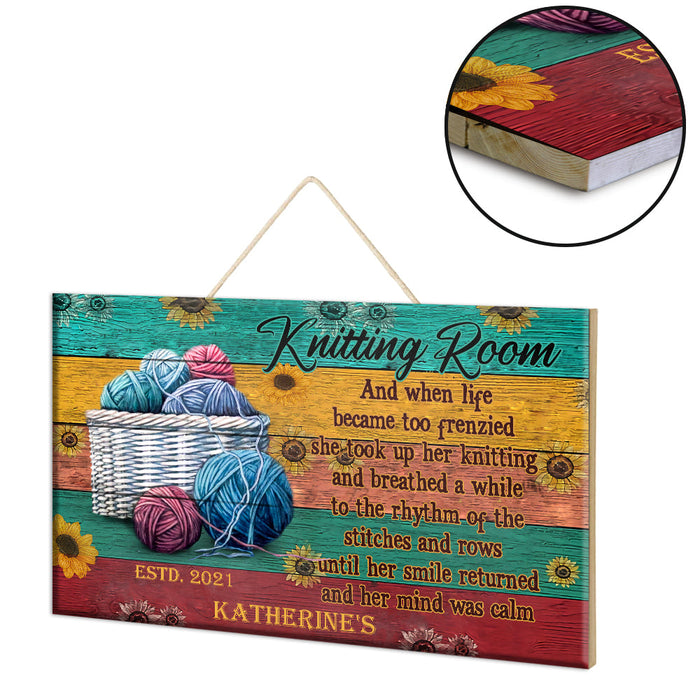 Personalized Knitting Room Pallet Wood Rectangle Sign
