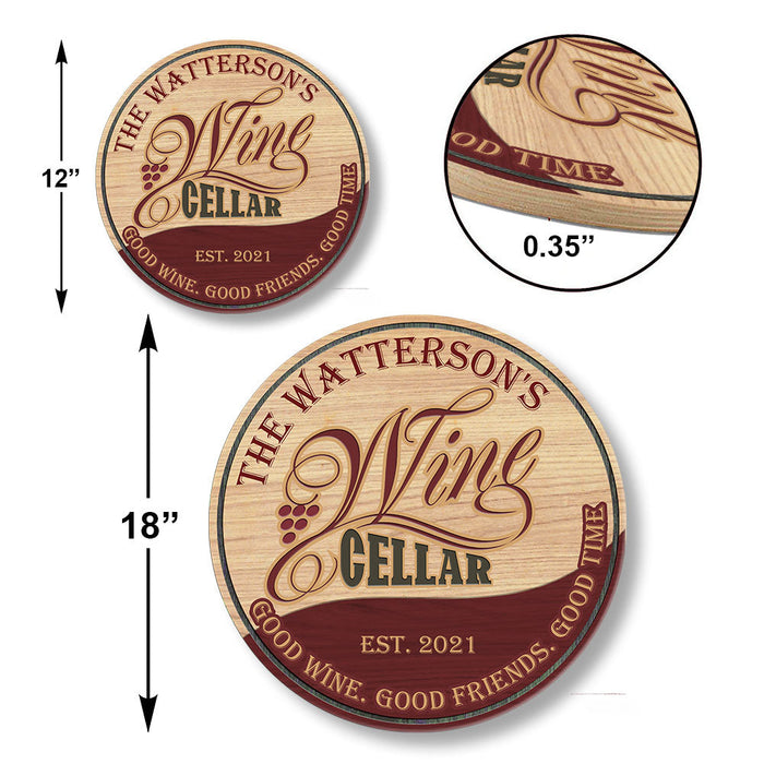 Personalized Wine Cellar Wood Round Sign