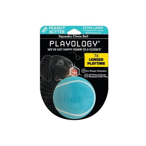 Playology Squeaky Chew Ball Large | Durable Peanut Butter Scent Dog Toy - Dog.Dog.Cat.