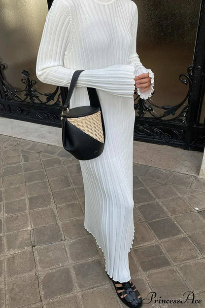 Ribbed Knit Tie Waist Dress