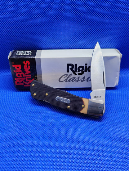 Rigid Knives Small Lockback Sawcut Delrin Handles 440 Brush Stainless Steel by United Cutlery Brands RG0809