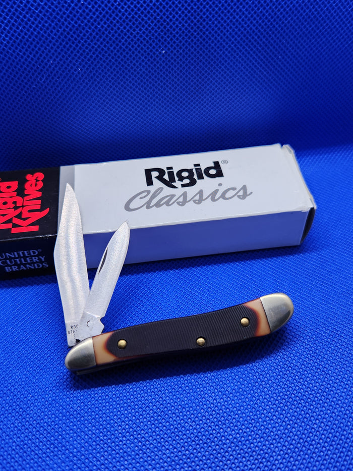 Rigid Knives Small Peanut Sawcut Delrin Handles 440 Brush Stainless Steel by United Cutlery Brands RG0810