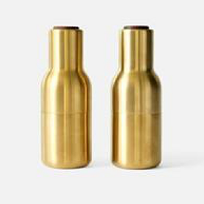 SALT + PEPPER BOTTLE GRINDERS in BRUSHED BRASS