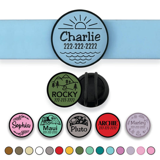 Slide-On Pet ID Tag | Design Your Own | Pick Color & Design - Dog.Dog.Cat.