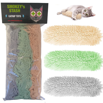 Smokey's Stash - Cat Toy Pillows 3 Pack Soft & Durable Crinkle Ball & Catnip