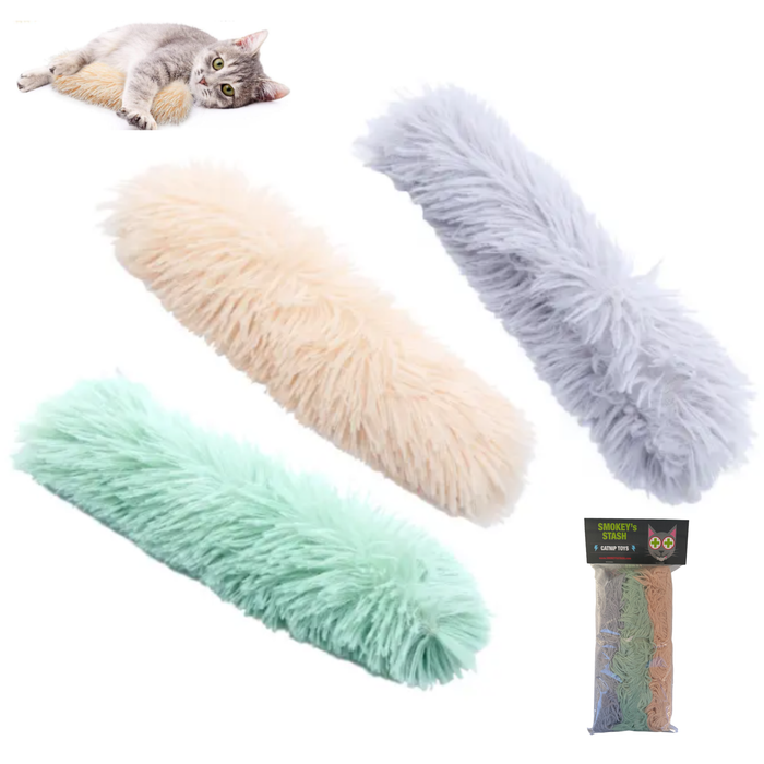 Smokey's Stash - Cat Toy Pillows 3 Pack Soft & Durable Crinkle Ball & Catnip