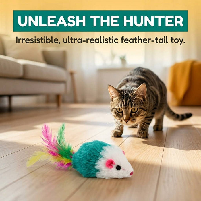 Smokey's Stash - Multi Color Faux Fur Cat Mice Toys (12-Pack)