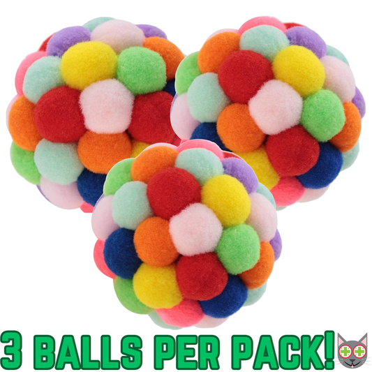 Smokey's Stash - Smokey's Stash Cat Toy Plush Pom Cat Balls with Bells Inside