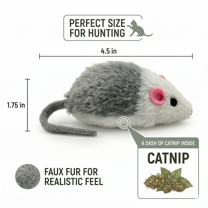 Smokey's Stash - Smokey's Stash Gray & White Faux Fur Cat Mice Toy 12 Pack