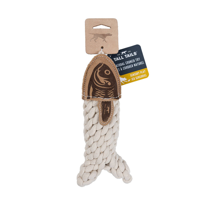 Tall Tails - Natural Leather Crunch Fish Rope Dog Toy - Dog.Dog.Cat.