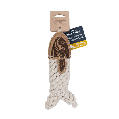 Tall Tails - Natural Leather Crunch Fish Rope Dog Toy - Dog.Dog.Cat.