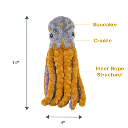 Tall Tails - Plush Octopus with Squeaker Dog Toy - 14" - Dog.Dog.Cat.