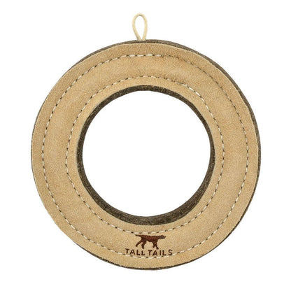 Tall Tails - Tall Tails Natural Leather & Wool Ring Toy - 7" - Dog.Dog.Cat.