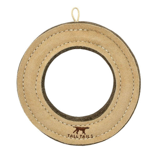 Tall Tails - Tall Tails Natural Leather & Wool Ring Toy - 7" - Dog.Dog.Cat.