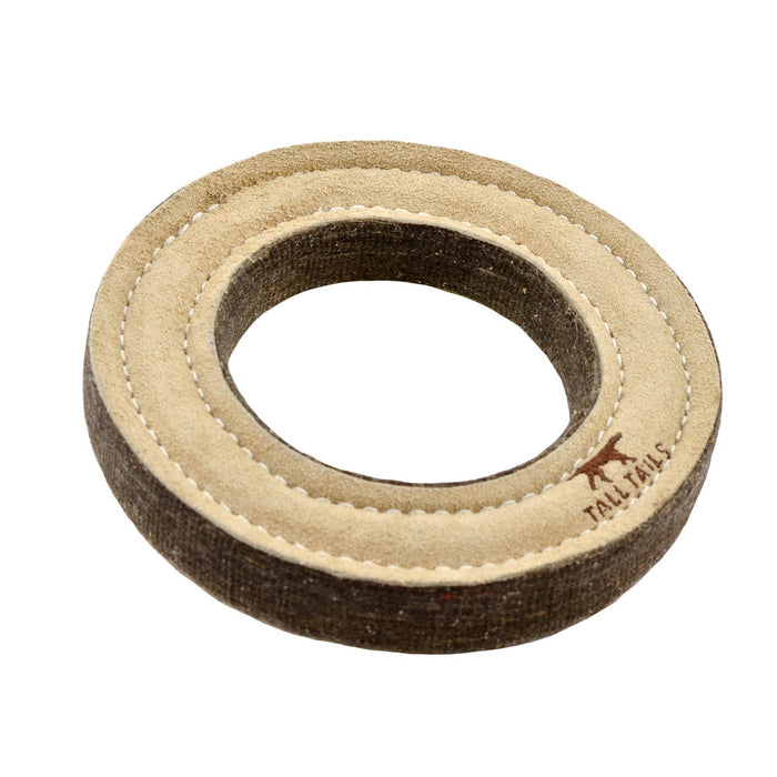 Tall Tails - Tall Tails Natural Leather & Wool Ring Toy - 7" - Dog.Dog.Cat.